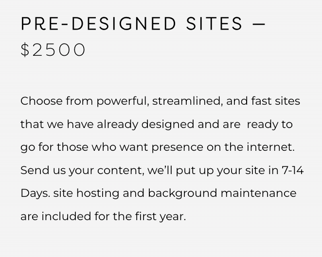 PRE-DESIGNED WEBSITE (Prefab)